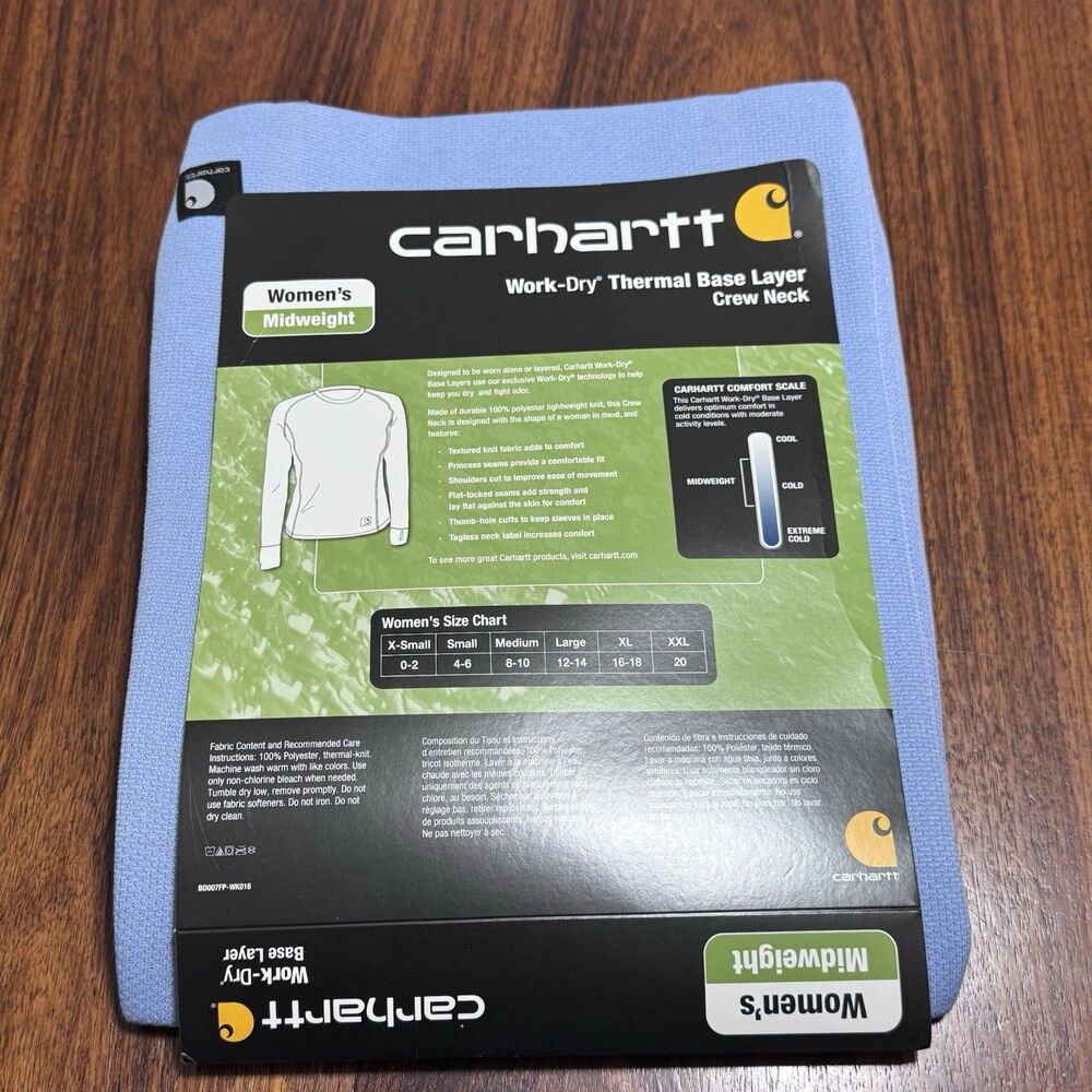 Carhartt Work-Dry Base Layer Women Crew Neck Thermal Shirt Size M 8-10 New Warm - Picture 2 of 12